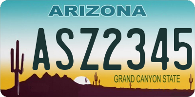 AZ license plate ASZ2345
