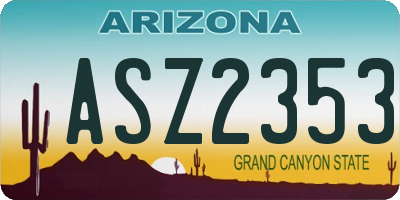 AZ license plate ASZ2353