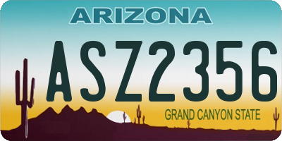 AZ license plate ASZ2356