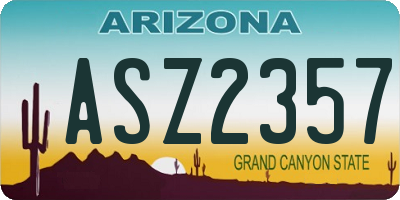 AZ license plate ASZ2357