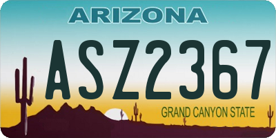 AZ license plate ASZ2367