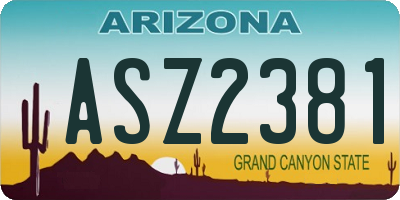 AZ license plate ASZ2381