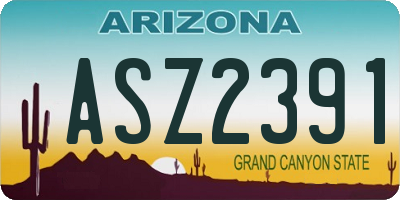 AZ license plate ASZ2391