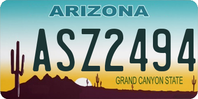 AZ license plate ASZ2494