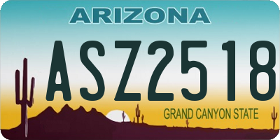 AZ license plate ASZ2518