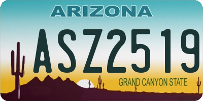 AZ license plate ASZ2519