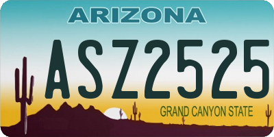 AZ license plate ASZ2525