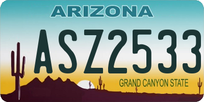 AZ license plate ASZ2533