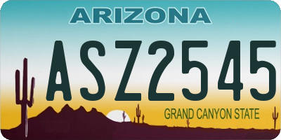 AZ license plate ASZ2545