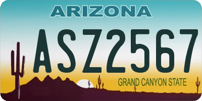 AZ license plate ASZ2567