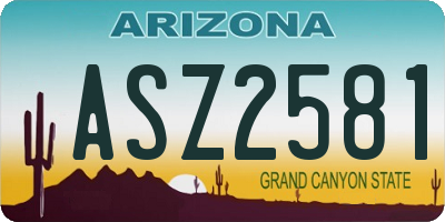 AZ license plate ASZ2581