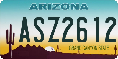 AZ license plate ASZ2612