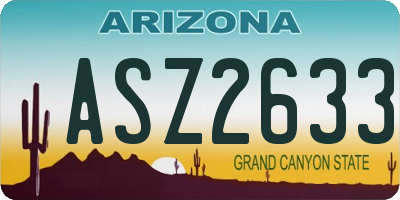 AZ license plate ASZ2633
