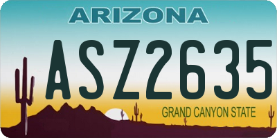 AZ license plate ASZ2635