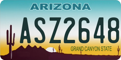 AZ license plate ASZ2648