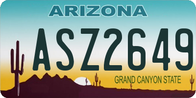 AZ license plate ASZ2649