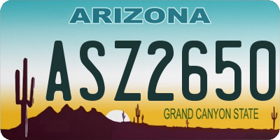 AZ license plate ASZ2650