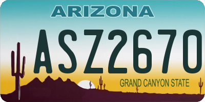 AZ license plate ASZ2670