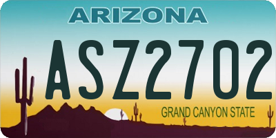 AZ license plate ASZ2702