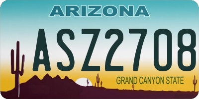 AZ license plate ASZ2708