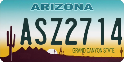 AZ license plate ASZ2714