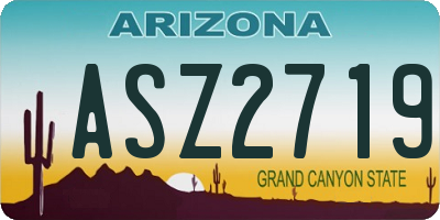 AZ license plate ASZ2719