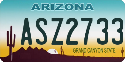 AZ license plate ASZ2733