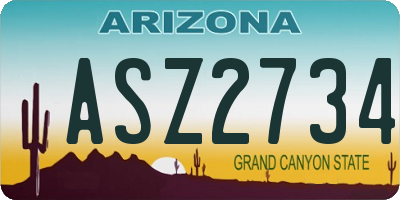 AZ license plate ASZ2734
