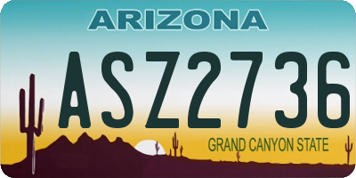 AZ license plate ASZ2736