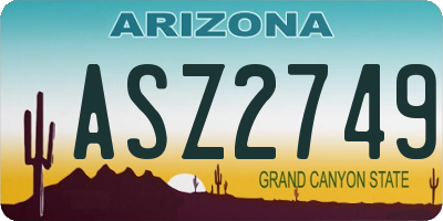 AZ license plate ASZ2749