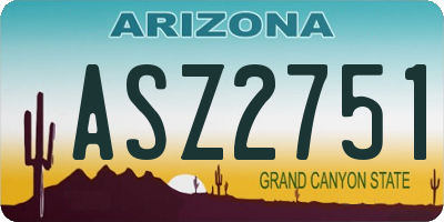 AZ license plate ASZ2751