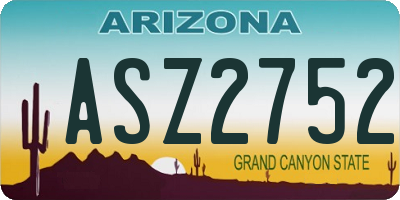 AZ license plate ASZ2752