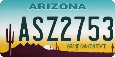 AZ license plate ASZ2753