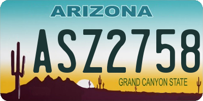 AZ license plate ASZ2758
