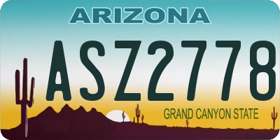 AZ license plate ASZ2778