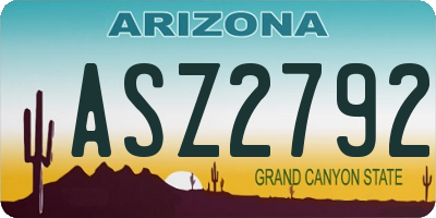 AZ license plate ASZ2792
