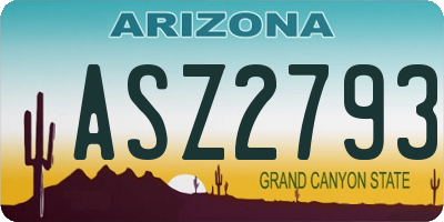 AZ license plate ASZ2793
