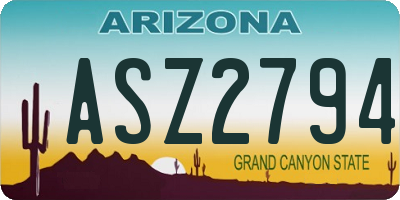 AZ license plate ASZ2794