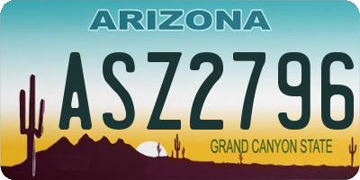 AZ license plate ASZ2796