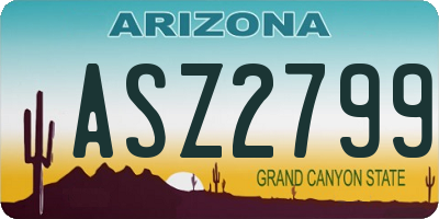 AZ license plate ASZ2799