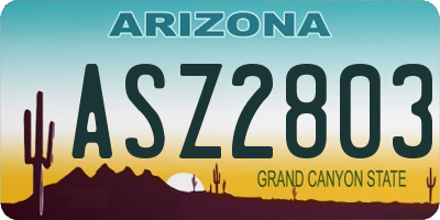 AZ license plate ASZ2803