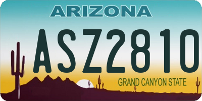AZ license plate ASZ2810