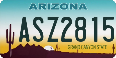 AZ license plate ASZ2815