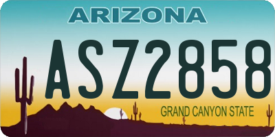 AZ license plate ASZ2858