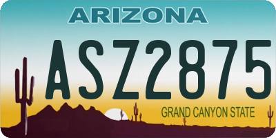 AZ license plate ASZ2875