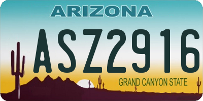 AZ license plate ASZ2916