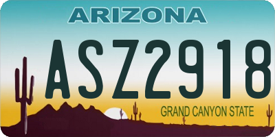 AZ license plate ASZ2918