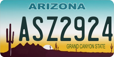 AZ license plate ASZ2924