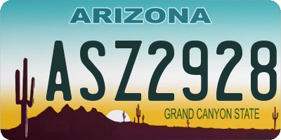 AZ license plate ASZ2928