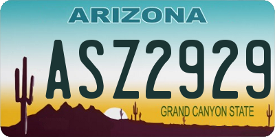 AZ license plate ASZ2929